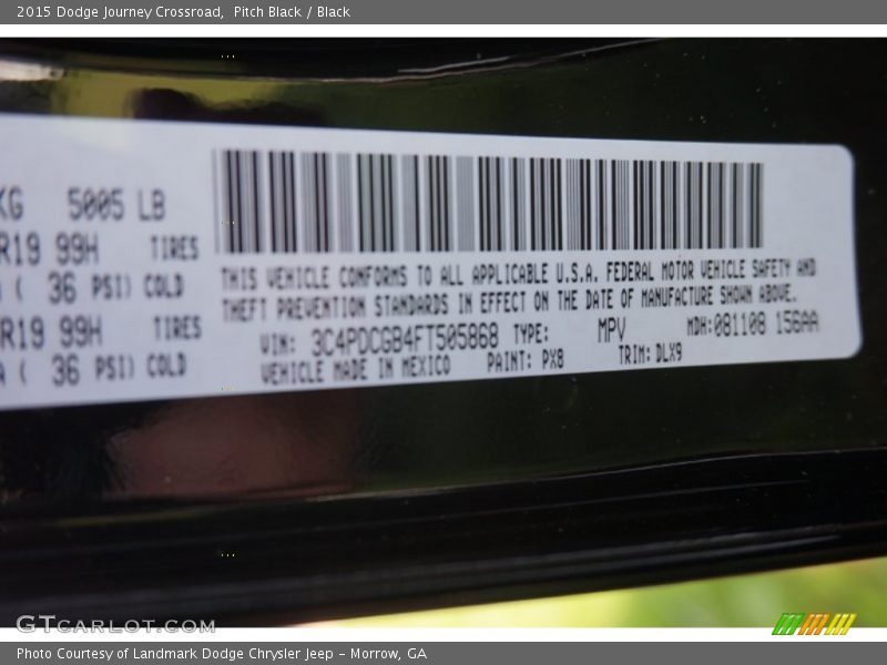 Pitch Black / Black 2015 Dodge Journey Crossroad