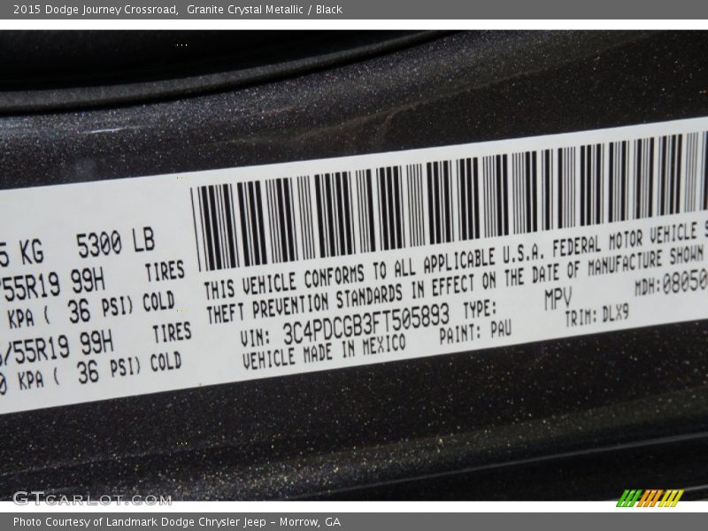 Granite Crystal Metallic / Black 2015 Dodge Journey Crossroad