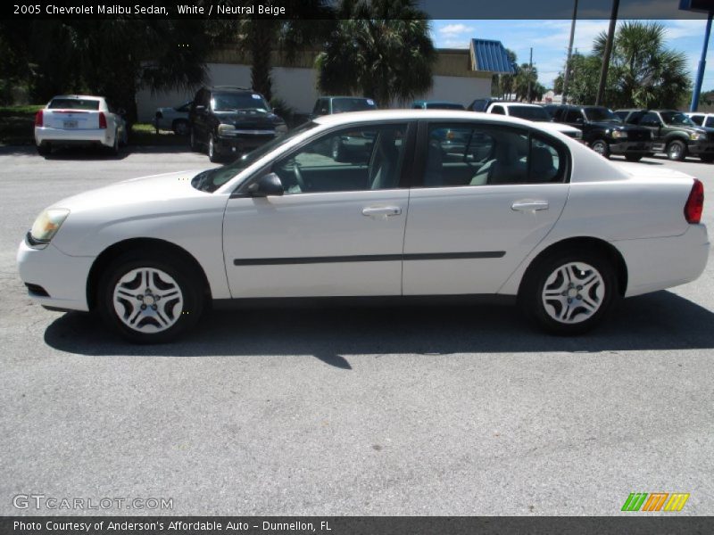 White / Neutral Beige 2005 Chevrolet Malibu Sedan