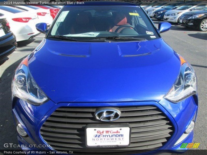 Marathon Blue / Black 2014 Hyundai Veloster Turbo