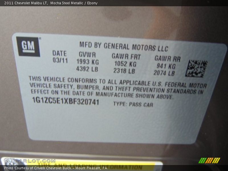 Mocha Steel Metallic / Ebony 2011 Chevrolet Malibu LT