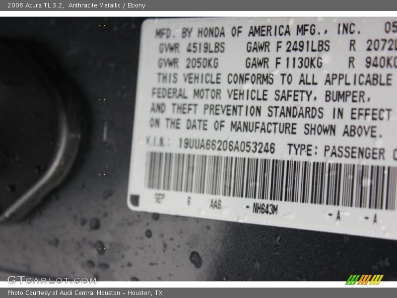 Anthracite Metallic / Ebony 2006 Acura TL 3.2