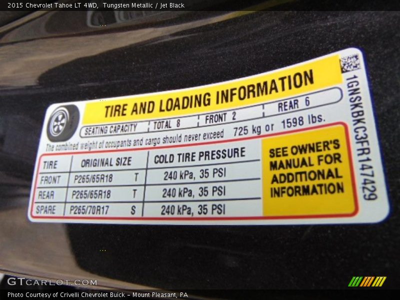 Tungsten Metallic / Jet Black 2015 Chevrolet Tahoe LT 4WD