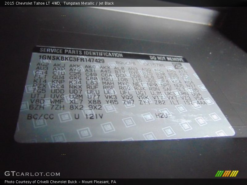 Tungsten Metallic / Jet Black 2015 Chevrolet Tahoe LT 4WD