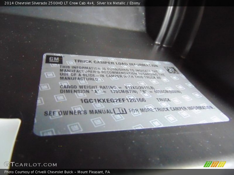 Info Tag of 2014 Silverado 2500HD LT Crew Cab 4x4