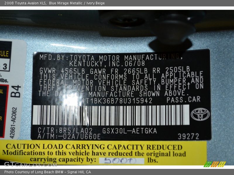 Blue Mirage Metallic / Ivory Beige 2008 Toyota Avalon XLS