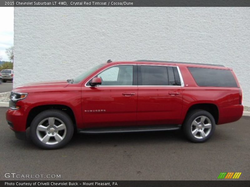 Crystal Red Tintcoat / Cocoa/Dune 2015 Chevrolet Suburban LT 4WD