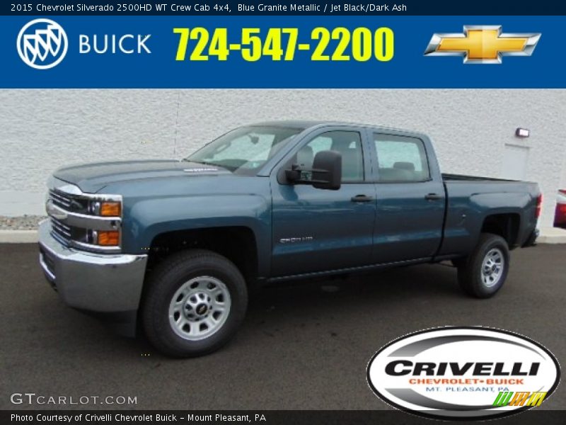 Blue Granite Metallic / Jet Black/Dark Ash 2015 Chevrolet Silverado 2500HD WT Crew Cab 4x4