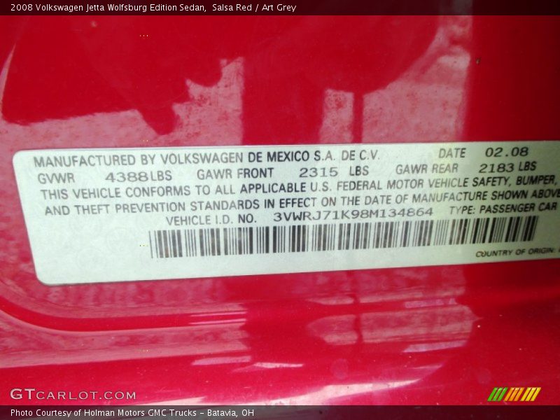 Salsa Red / Art Grey 2008 Volkswagen Jetta Wolfsburg Edition Sedan