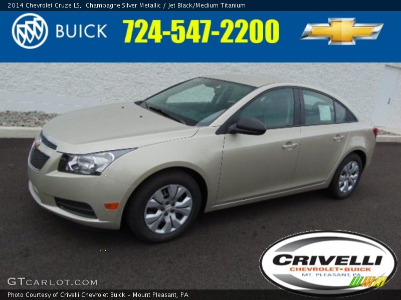 Champagne Silver Metallic / Jet Black/Medium Titanium 2014 Chevrolet Cruze LS