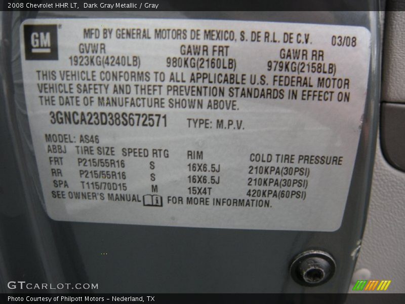 Dark Gray Metallic / Gray 2008 Chevrolet HHR LT