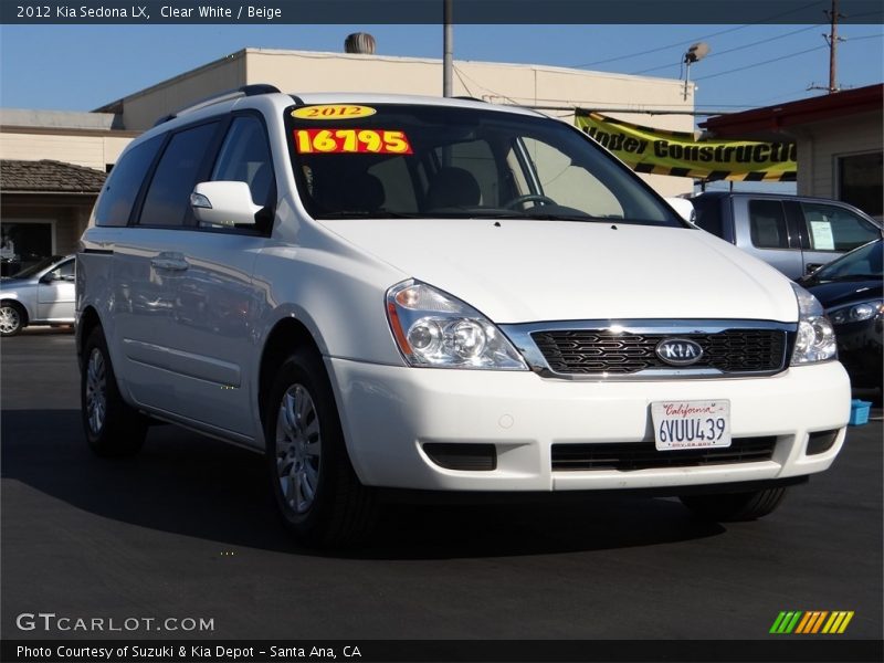Clear White / Beige 2012 Kia Sedona LX