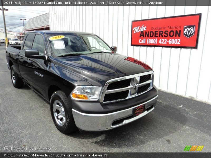 Brilliant Black Crystal Pearl / Dark Slate Gray/Medium Graystone 2011 Dodge Ram 1500 ST Quad Cab