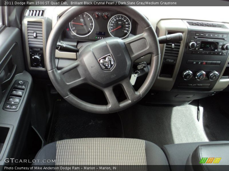 Brilliant Black Crystal Pearl / Dark Slate Gray/Medium Graystone 2011 Dodge Ram 1500 ST Quad Cab