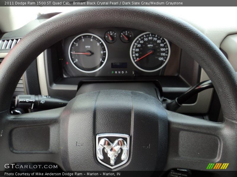 Brilliant Black Crystal Pearl / Dark Slate Gray/Medium Graystone 2011 Dodge Ram 1500 ST Quad Cab