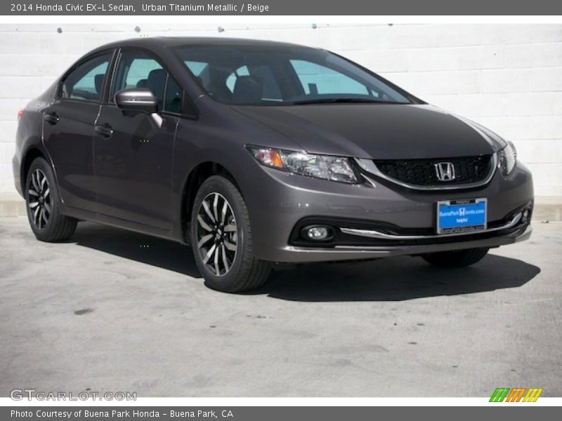 Urban Titanium Metallic / Beige 2014 Honda Civic EX-L Sedan