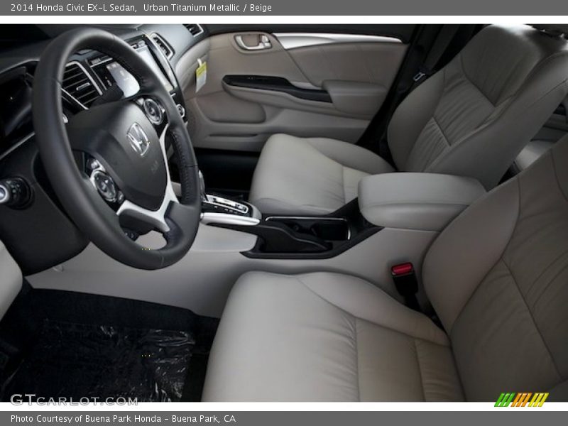Urban Titanium Metallic / Beige 2014 Honda Civic EX-L Sedan