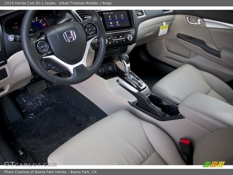 Urban Titanium Metallic / Beige 2014 Honda Civic EX-L Sedan
