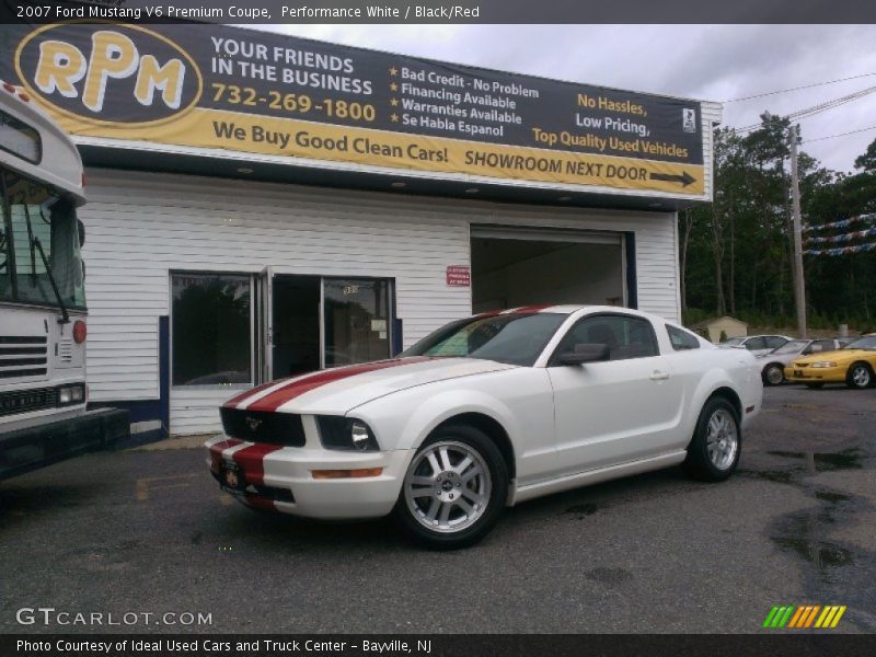 Performance White / Black/Red 2007 Ford Mustang V6 Premium Coupe