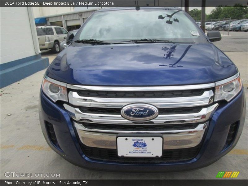 Deep Impact Blue / Medium Light Stone 2014 Ford Edge SE