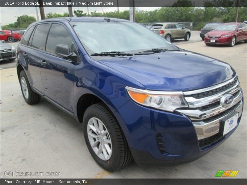 Deep Impact Blue / Medium Light Stone 2014 Ford Edge SE