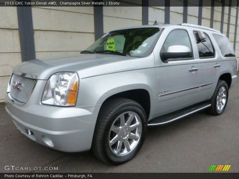 Champagne Silver Metallic / Ebony 2013 GMC Yukon Denali AWD