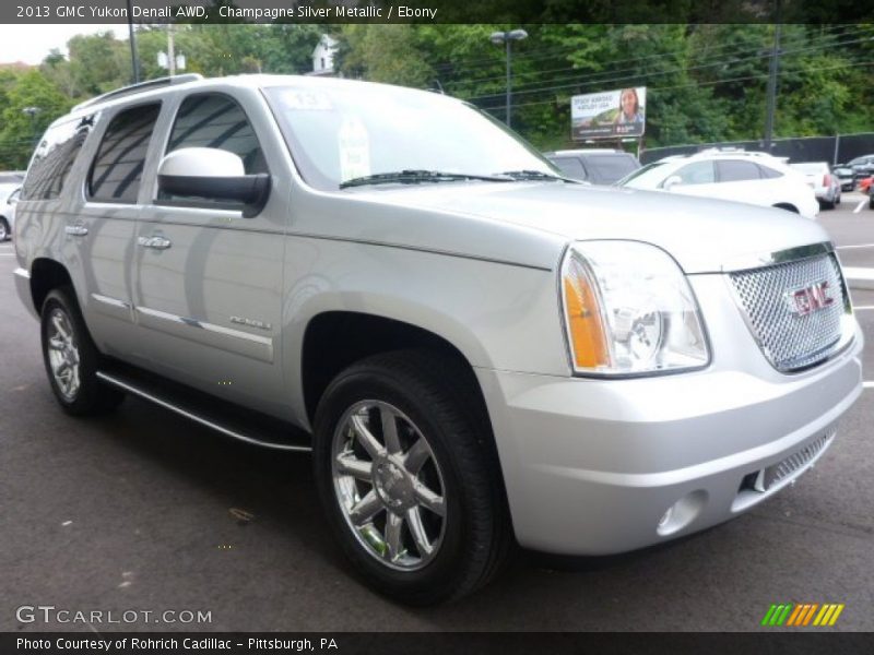 Champagne Silver Metallic / Ebony 2013 GMC Yukon Denali AWD
