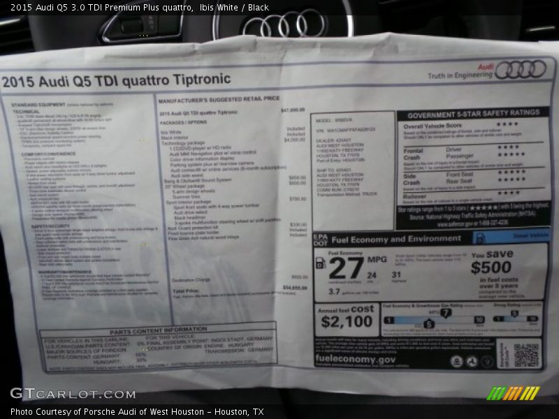 Ibis White / Black 2015 Audi Q5 3.0 TDI Premium Plus quattro