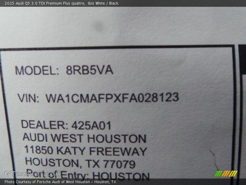 Ibis White / Black 2015 Audi Q5 3.0 TDI Premium Plus quattro
