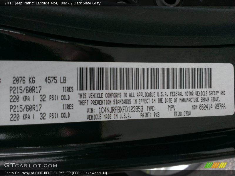 Black / Dark Slate Gray 2015 Jeep Patriot Latitude 4x4