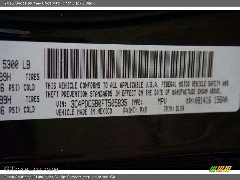 Pitch Black / Black 2015 Dodge Journey Crossroad