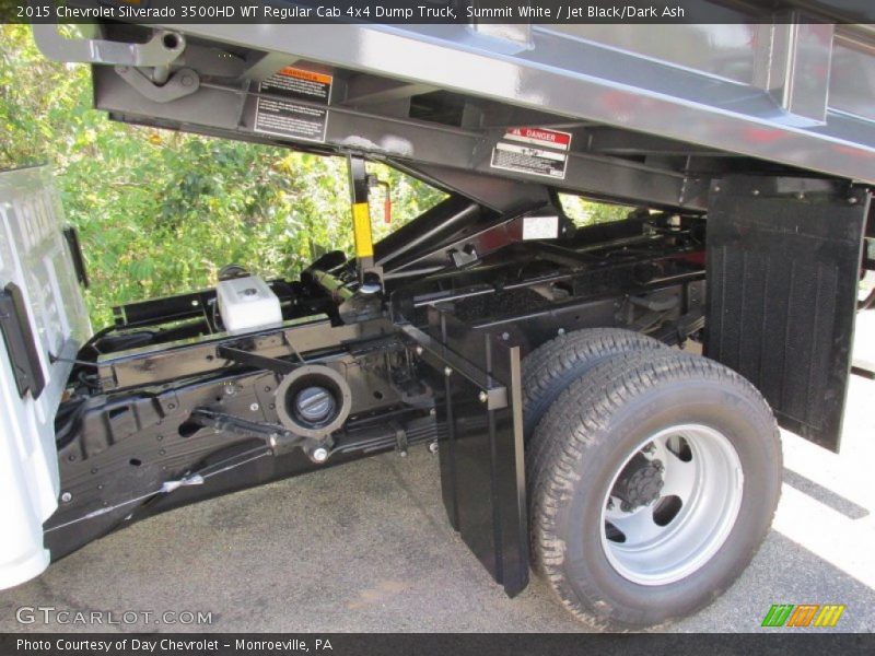 Undercarriage of 2015 Silverado 3500HD WT Regular Cab 4x4 Dump Truck