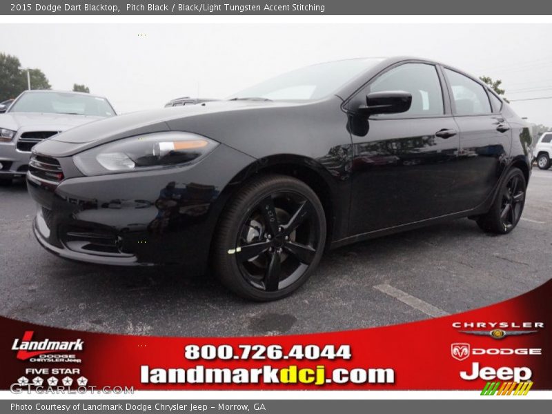 Pitch Black / Black/Light Tungsten Accent Stitching 2015 Dodge Dart Blacktop