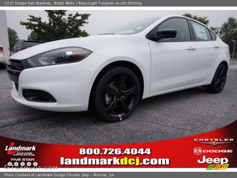 Bright White / Black/Light Tungsten Accent Stitching 2015 Dodge Dart Blacktop