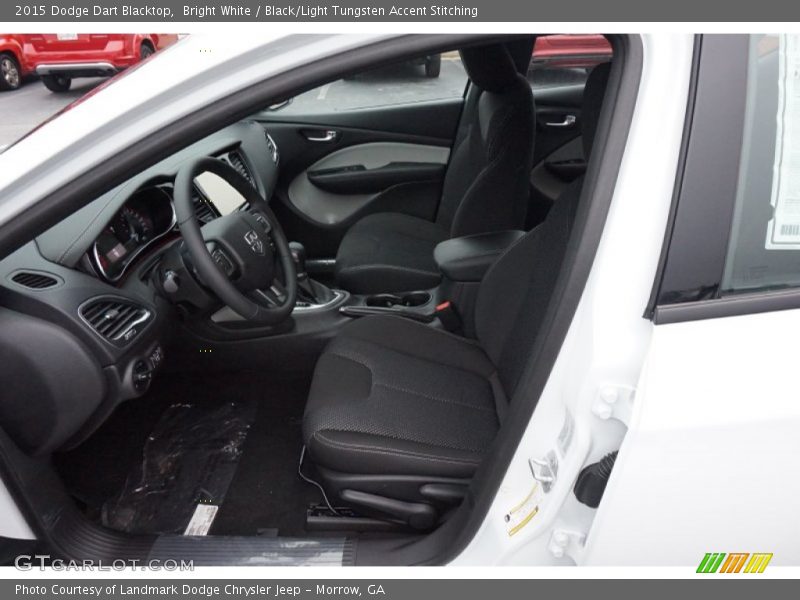 Bright White / Black/Light Tungsten Accent Stitching 2015 Dodge Dart Blacktop