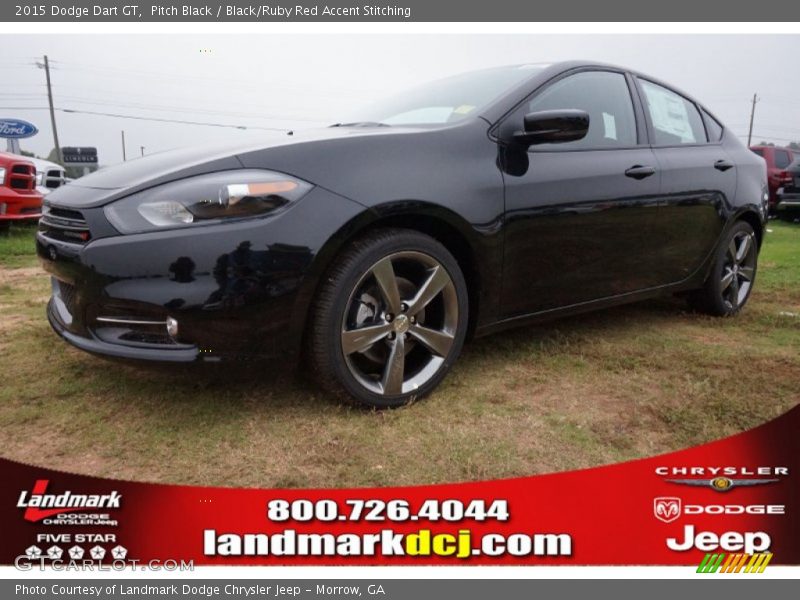Pitch Black / Black/Ruby Red Accent Stitching 2015 Dodge Dart GT