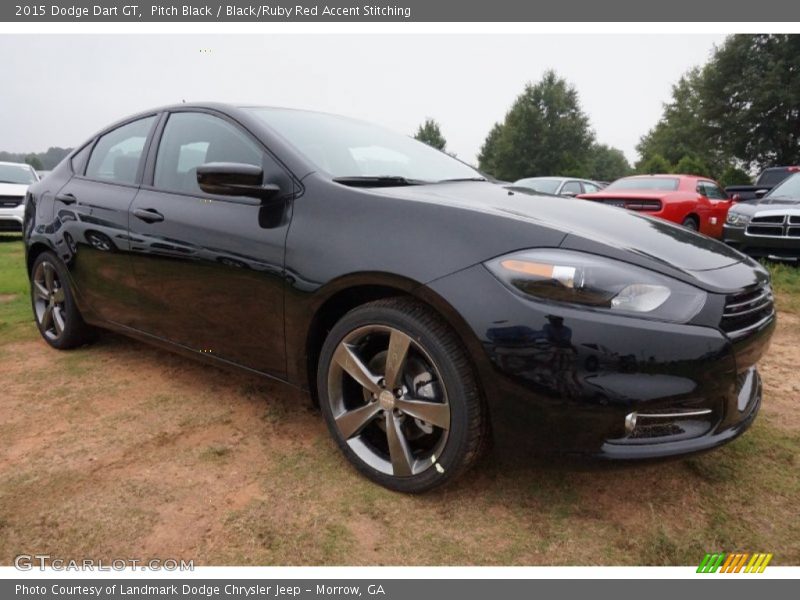 Pitch Black / Black/Ruby Red Accent Stitching 2015 Dodge Dart GT