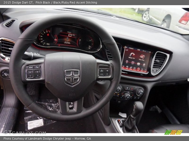 Pitch Black / Black/Ruby Red Accent Stitching 2015 Dodge Dart GT