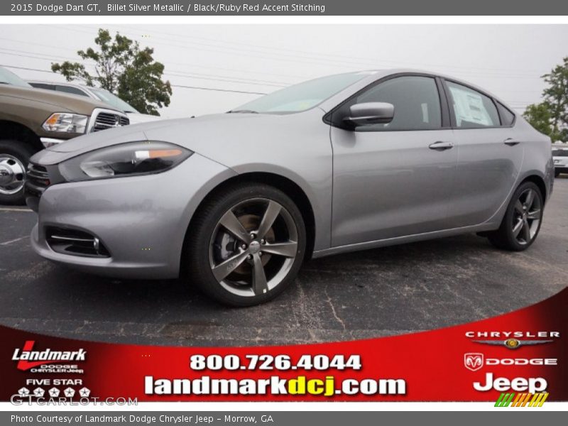 Billet Silver Metallic / Black/Ruby Red Accent Stitching 2015 Dodge Dart GT