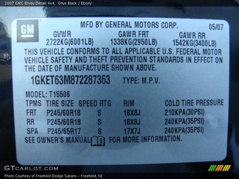 Onyx Black / Ebony 2007 GMC Envoy Denali 4x4