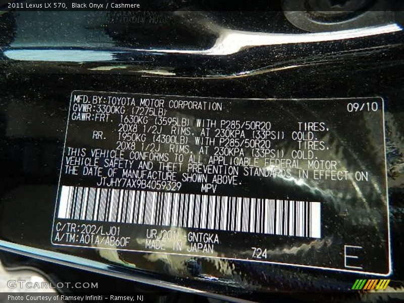 Black Onyx / Cashmere 2011 Lexus LX 570