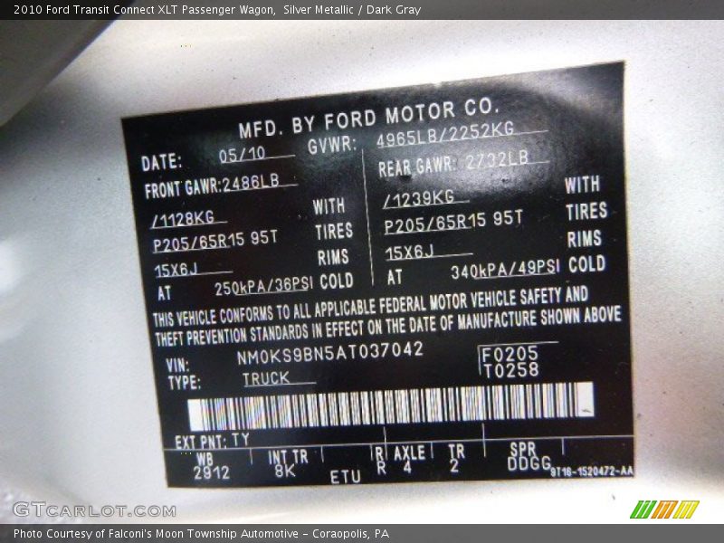 Silver Metallic / Dark Gray 2010 Ford Transit Connect XLT Passenger Wagon