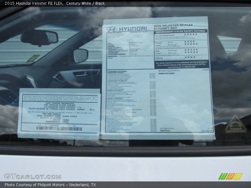 Century White / Black 2015 Hyundai Veloster RE FLEX