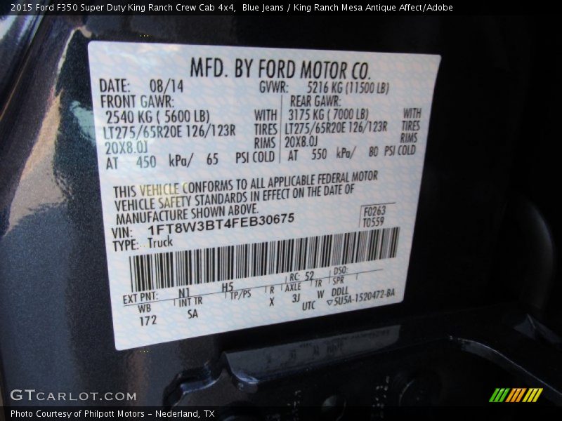 Blue Jeans / King Ranch Mesa Antique Affect/Adobe 2015 Ford F350 Super Duty King Ranch Crew Cab 4x4