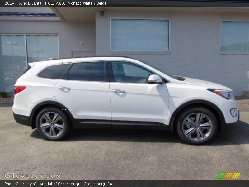 Monaco White / Beige 2014 Hyundai Santa Fe GLS AWD