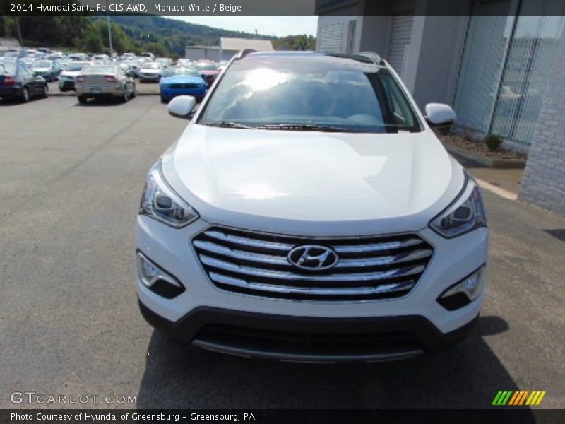 Monaco White / Beige 2014 Hyundai Santa Fe GLS AWD