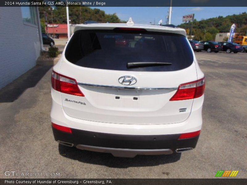 Monaco White / Beige 2014 Hyundai Santa Fe GLS AWD