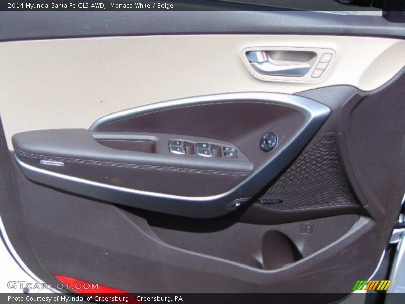Monaco White / Beige 2014 Hyundai Santa Fe GLS AWD