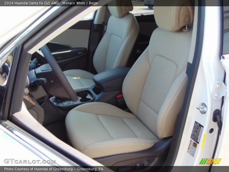 Monaco White / Beige 2014 Hyundai Santa Fe GLS AWD