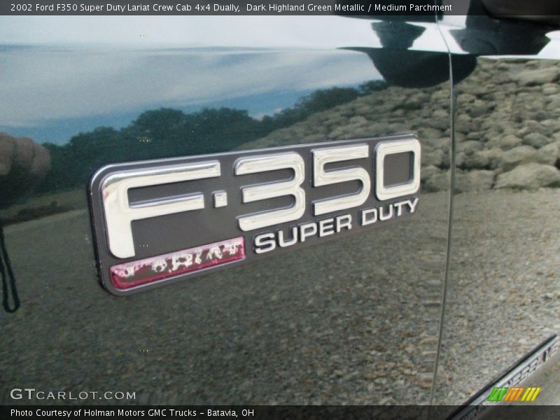 Dark Highland Green Metallic / Medium Parchment 2002 Ford F350 Super Duty Lariat Crew Cab 4x4 Dually